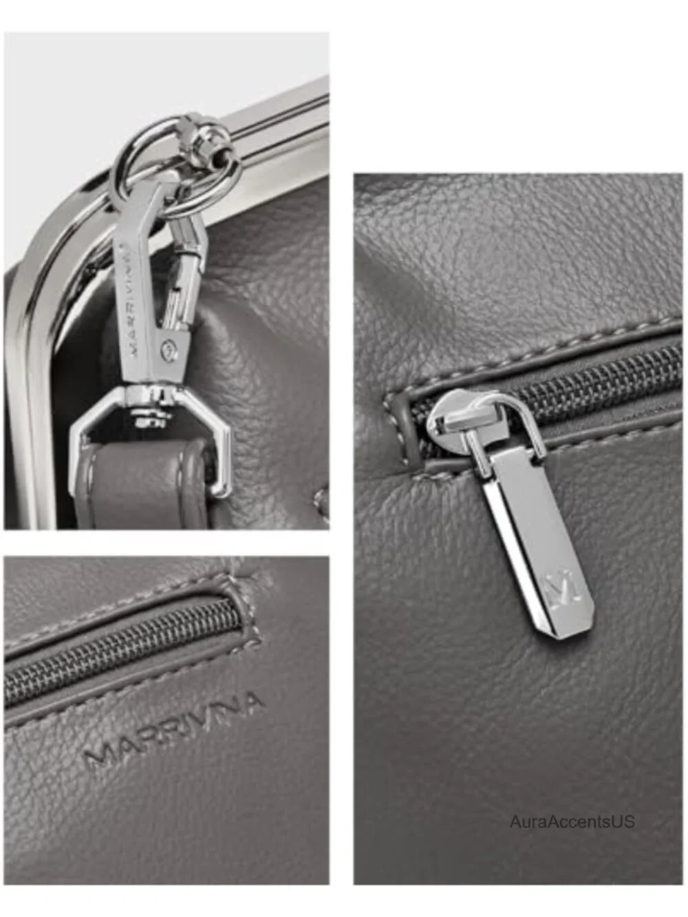 Slouchy PU Leather Kiss Lock Crossbody Hobo Bag Purse